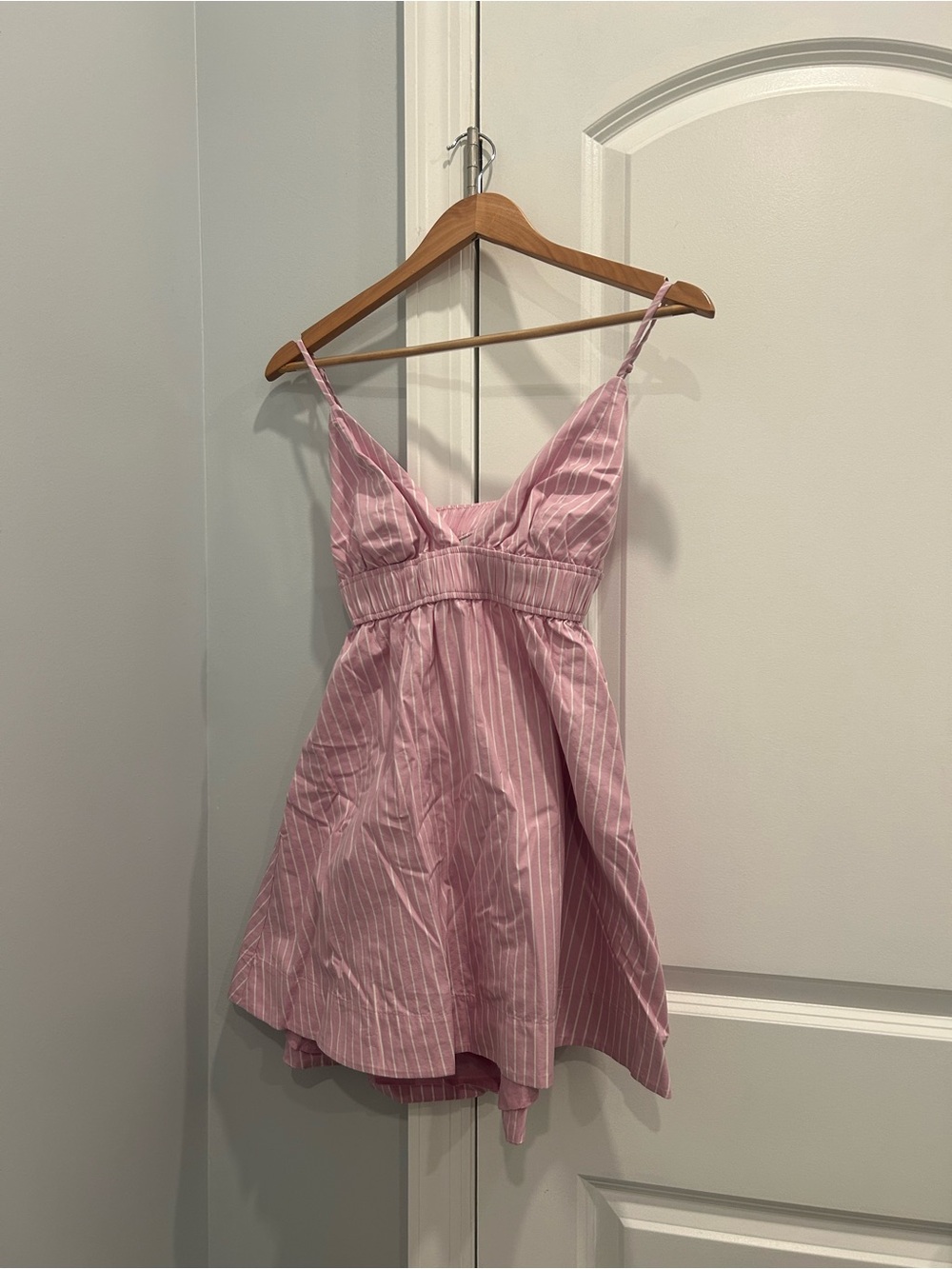 Aritzia Wilfred Pink and White Striped Slip Dress